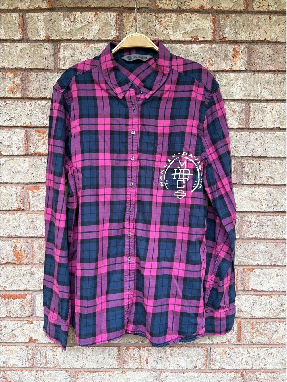 Harley-Davidson HDMC Lightweight Pink Plaid Button-up Shirt